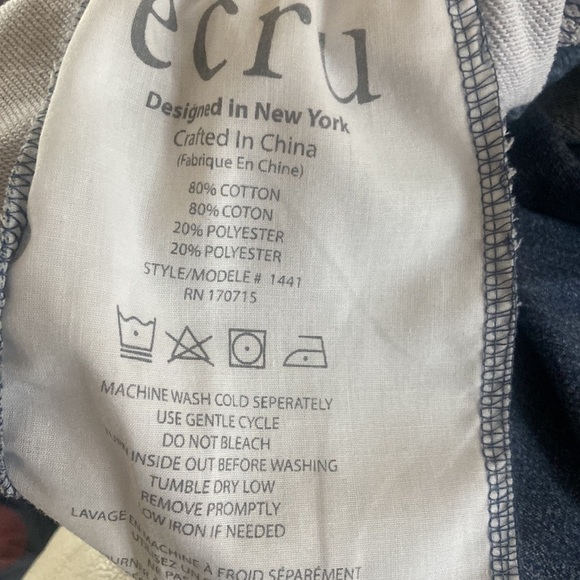 Ecru Denim-Print Wide-Leg Sweatpants - Picture 13 of 13